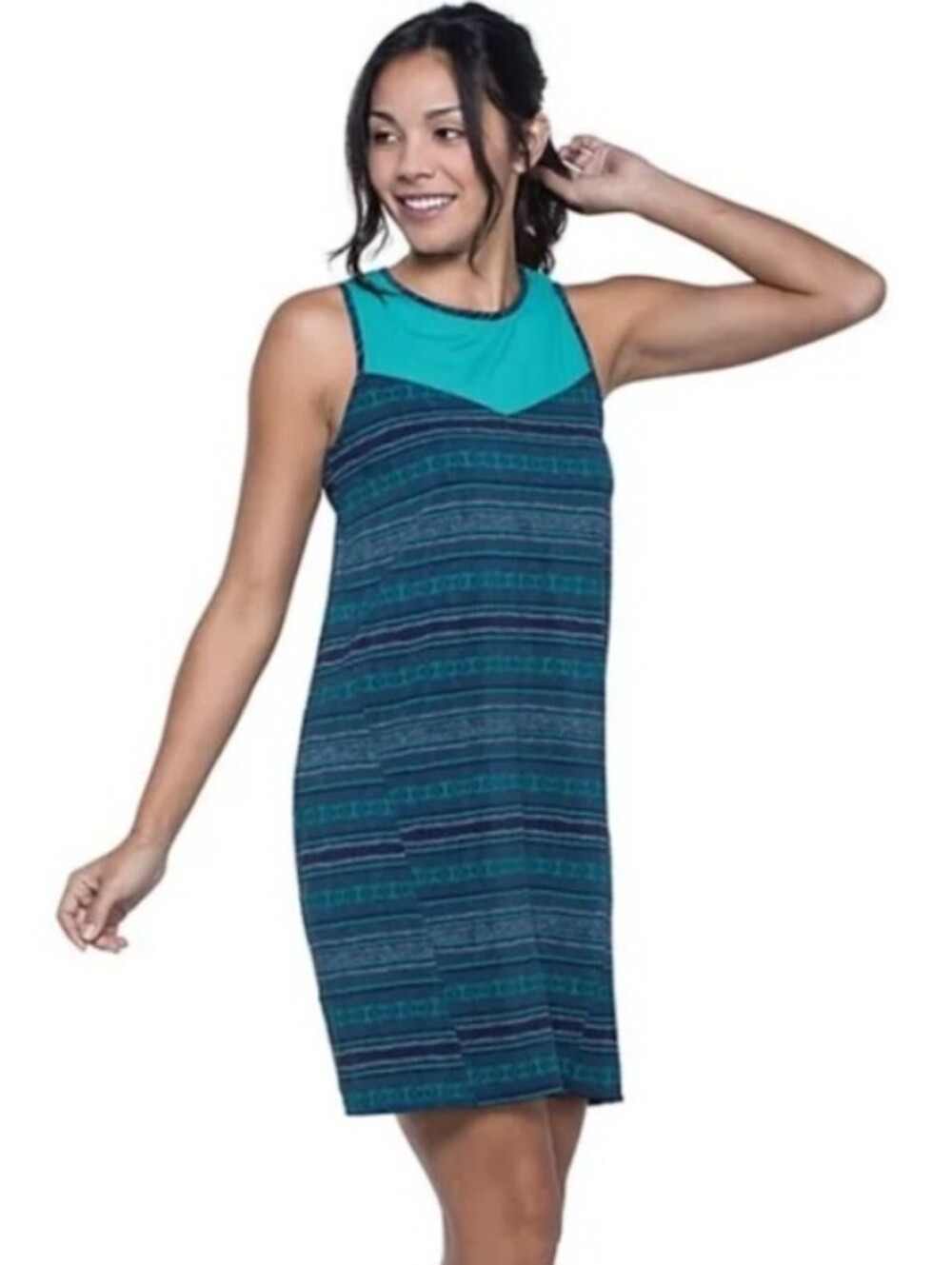 Toad&Co Teal and Blue Sunkissed Sleeveless Active Swing Dress - Size - Large